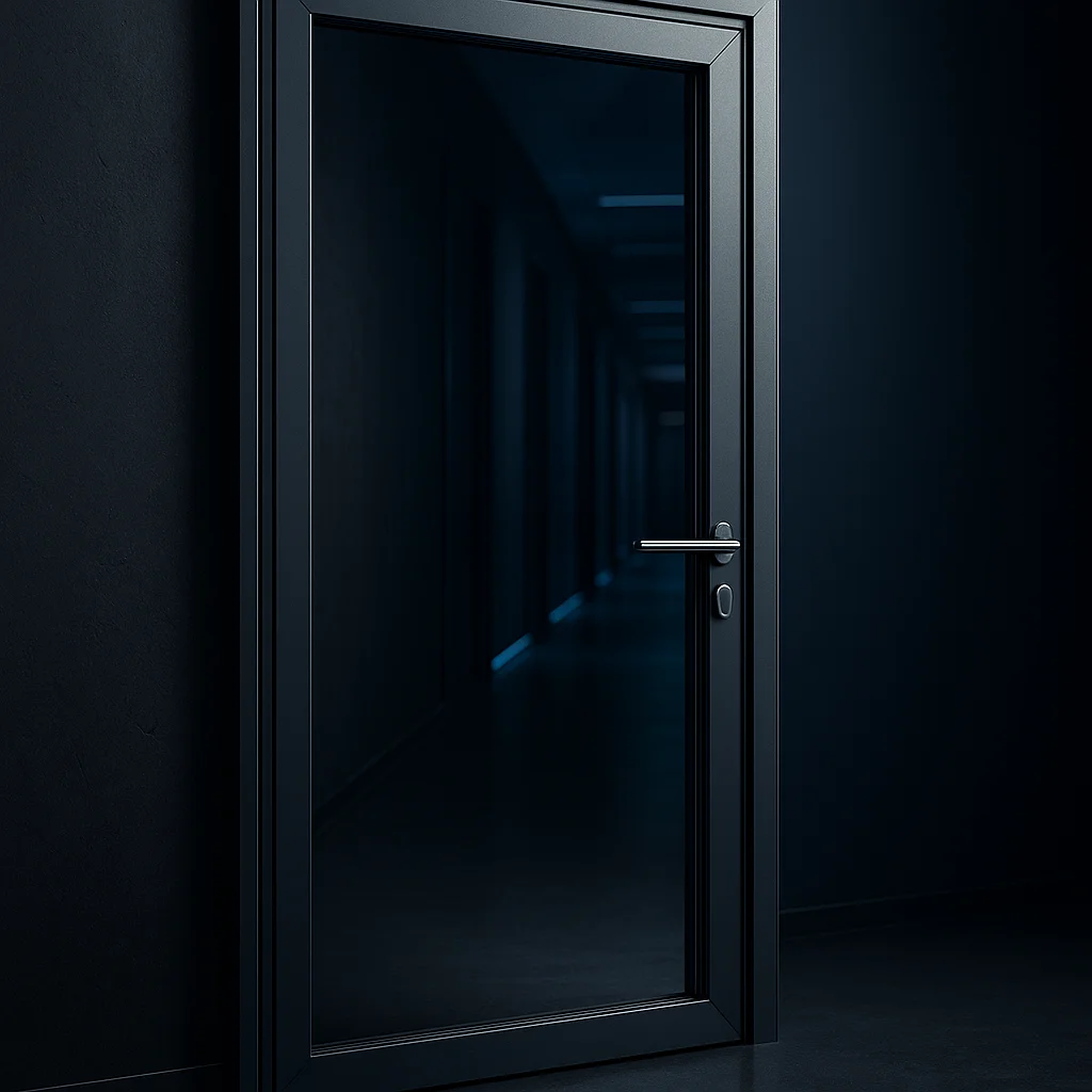 Алюминиевая дверь в офисном интерьере