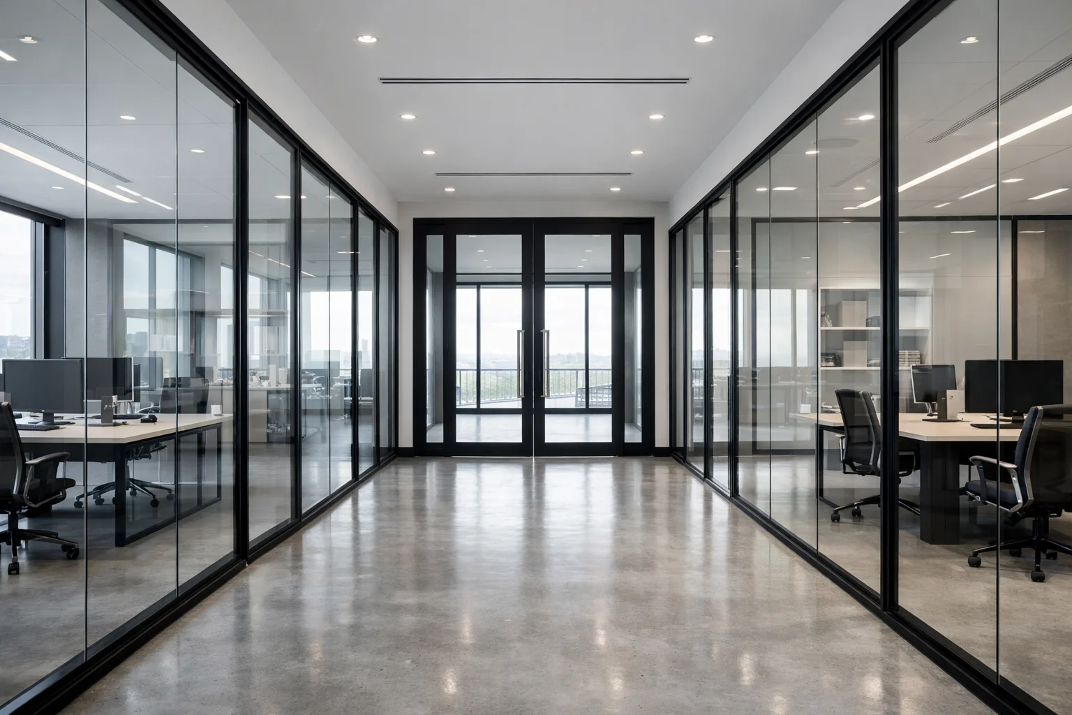 Маятниковые двери для open-space на 120 сотрудников