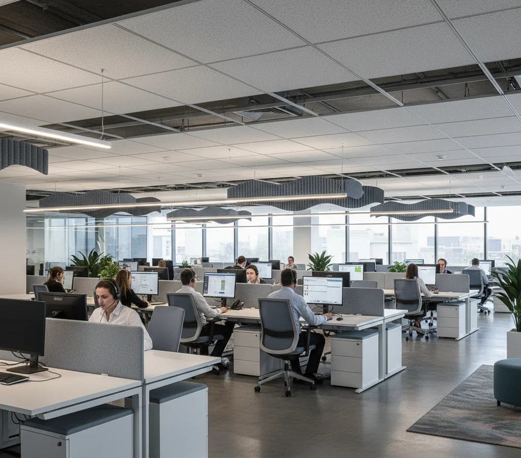 Акустический потолок колл-центра на 200 операторов