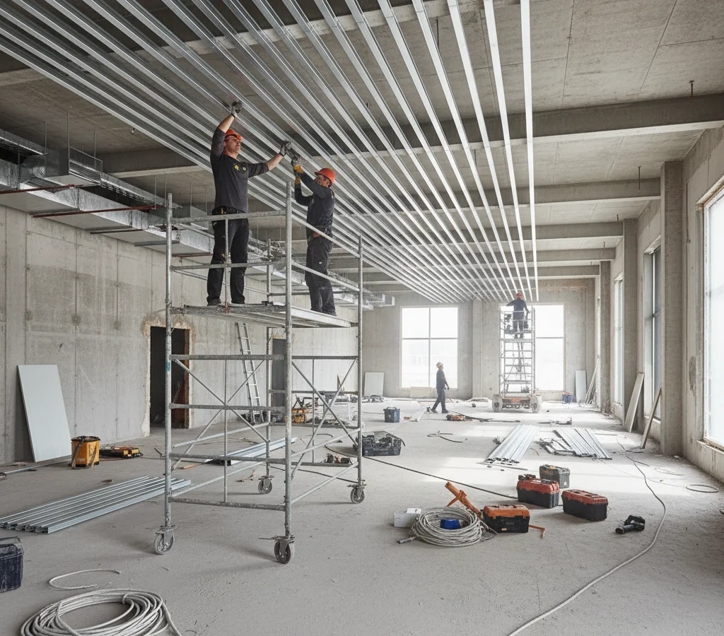 Монтаж ламельного потолка