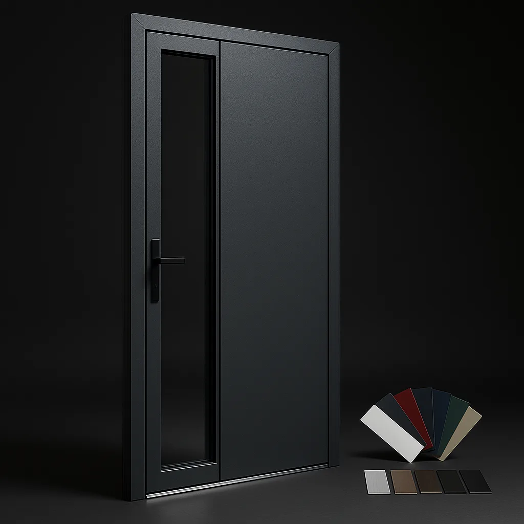 Фасадная дверь с комбинированным заполнением — стеклопакет и сэндвич-панель