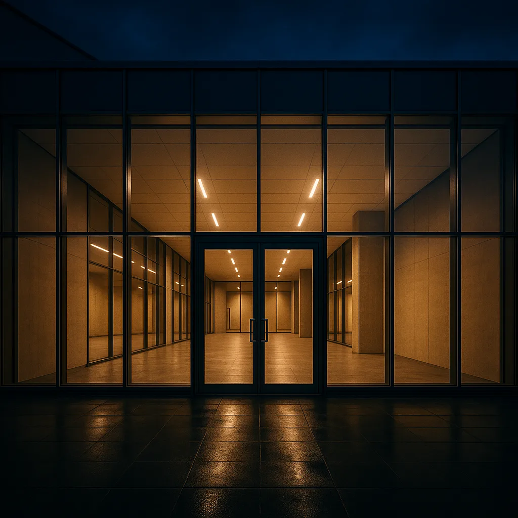 Алюминиевая дверь в составе остекленного входного модуля