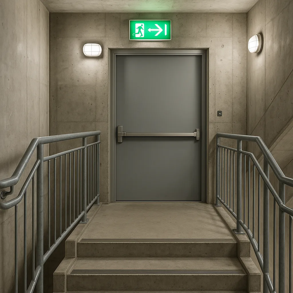 Противопожарная дверь с антипаникой на пути эвакуации