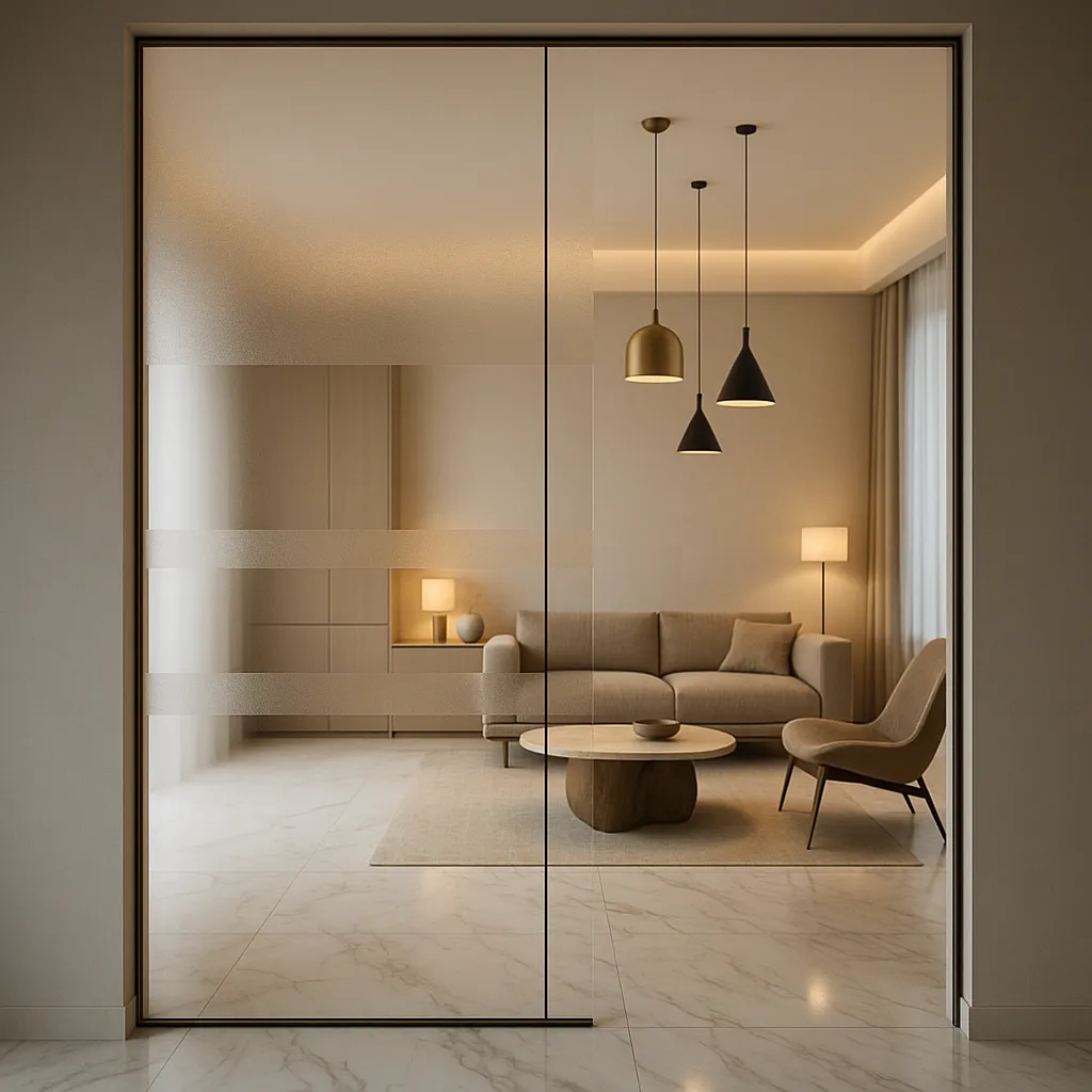 Интерьерная цельностеклянная перегородка