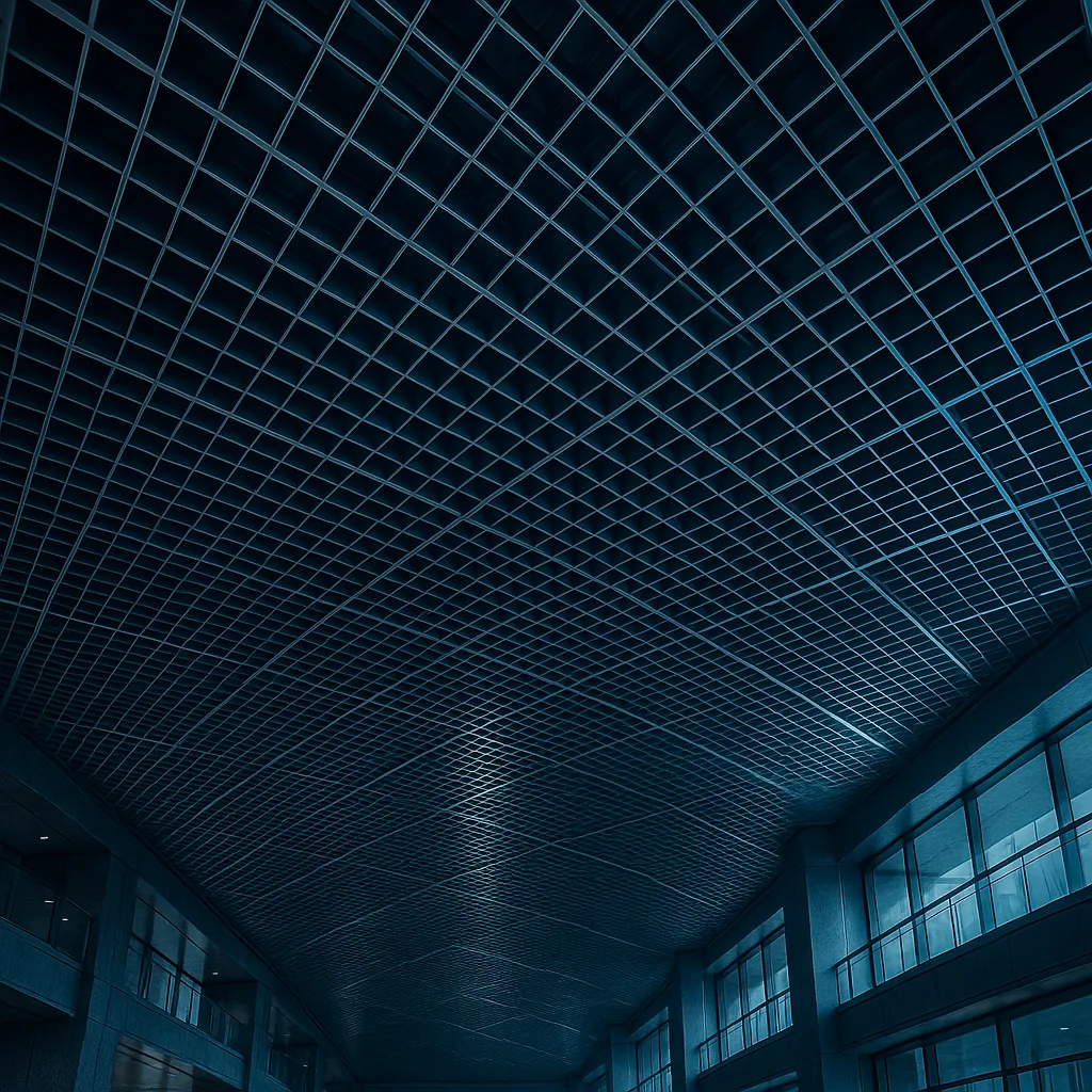 Потолок Грильято из алюминия в общественном здании