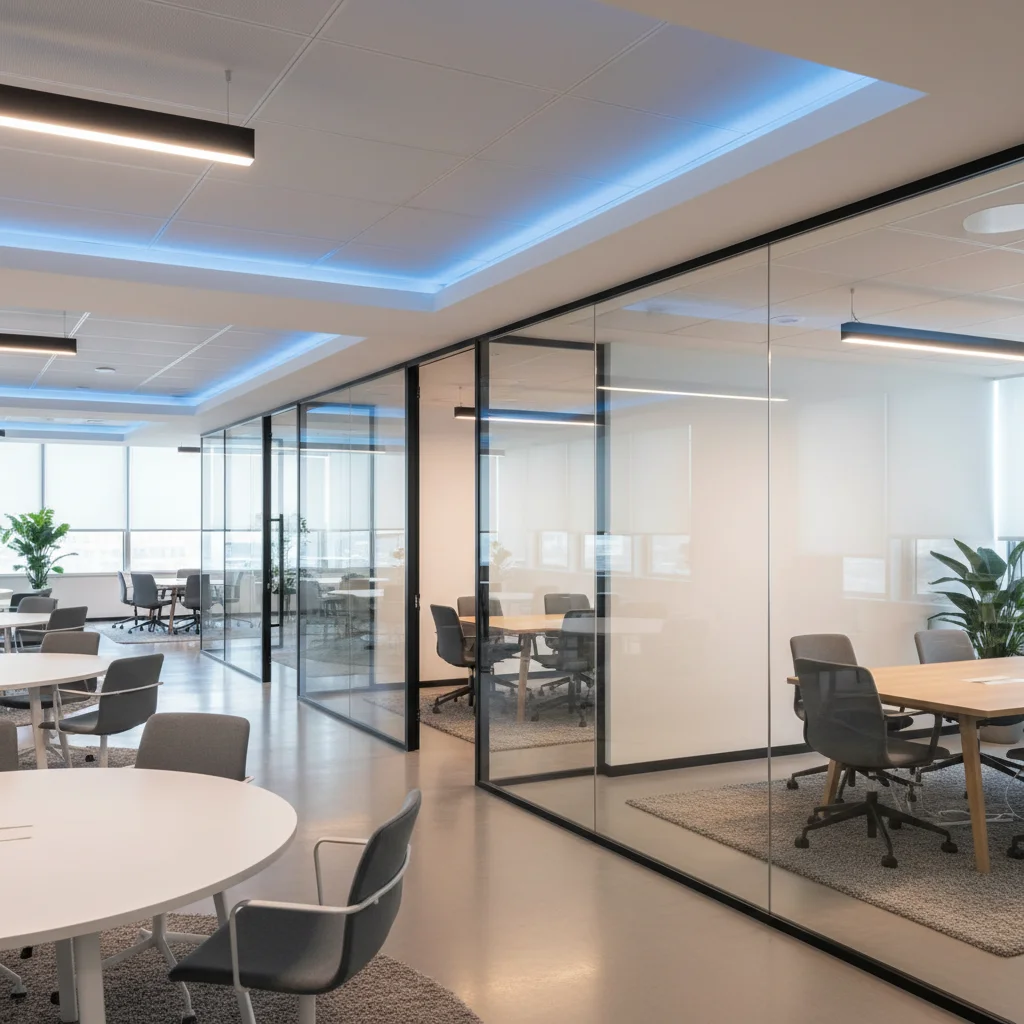 Офисные стеклянные перегородки — цельностеклянные и алюминиевые системы