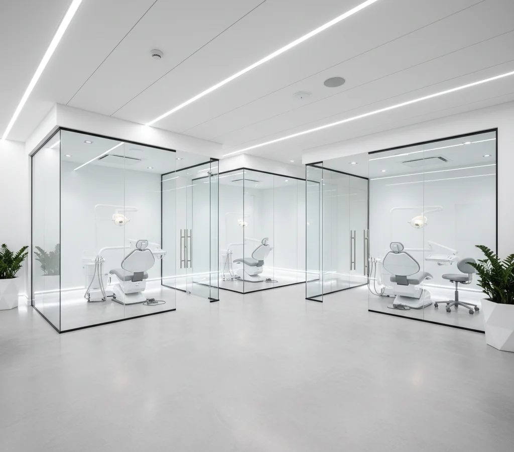 Smart-перегородки и алюминиевые системы для клиники на 8 кабинетов