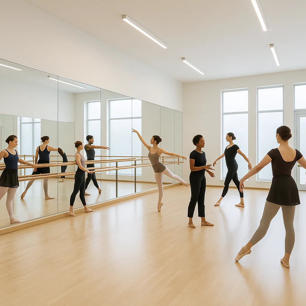 Зеркальные стены в трёх залах танцевальной студии