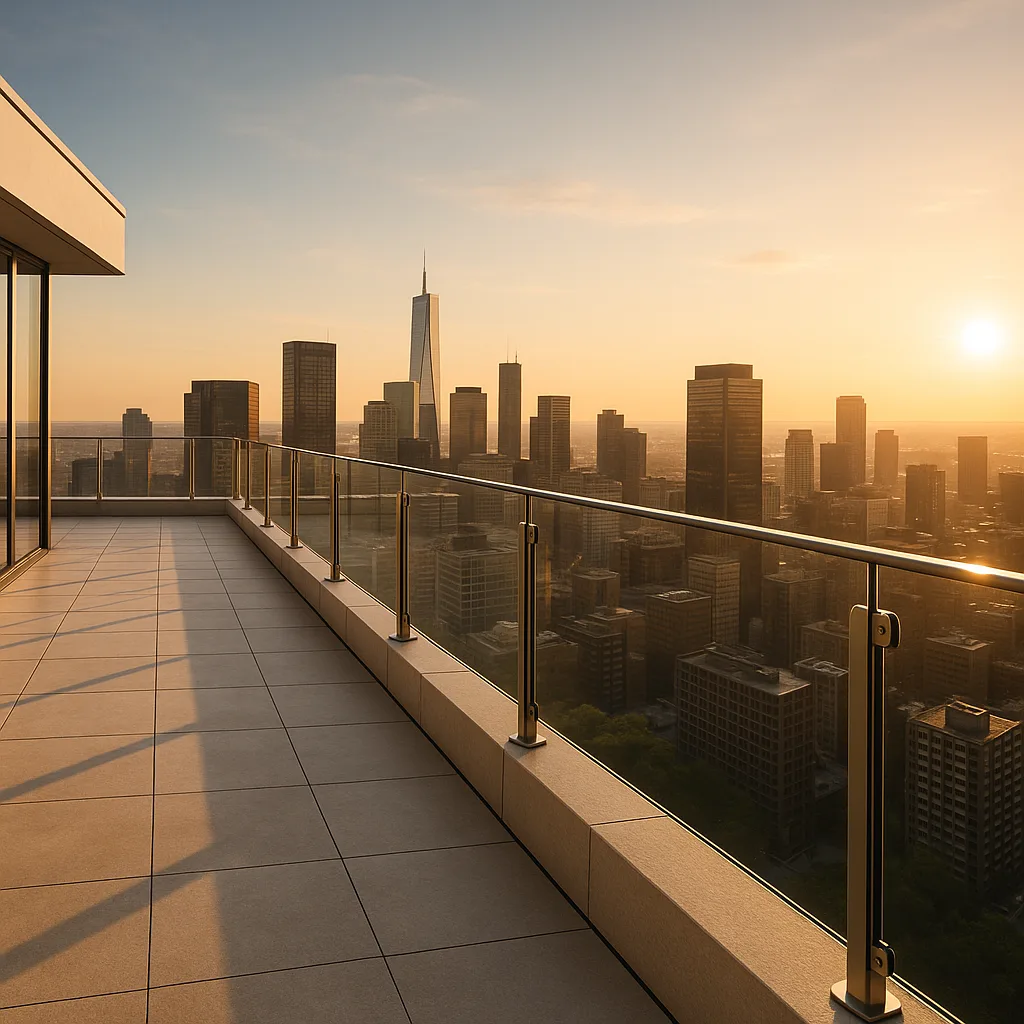 Уличные стеклянные ограждения для фасадов и террас