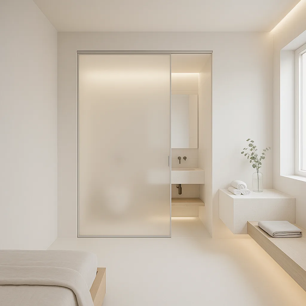 Перегородка для ванной зоны — матовое стекло