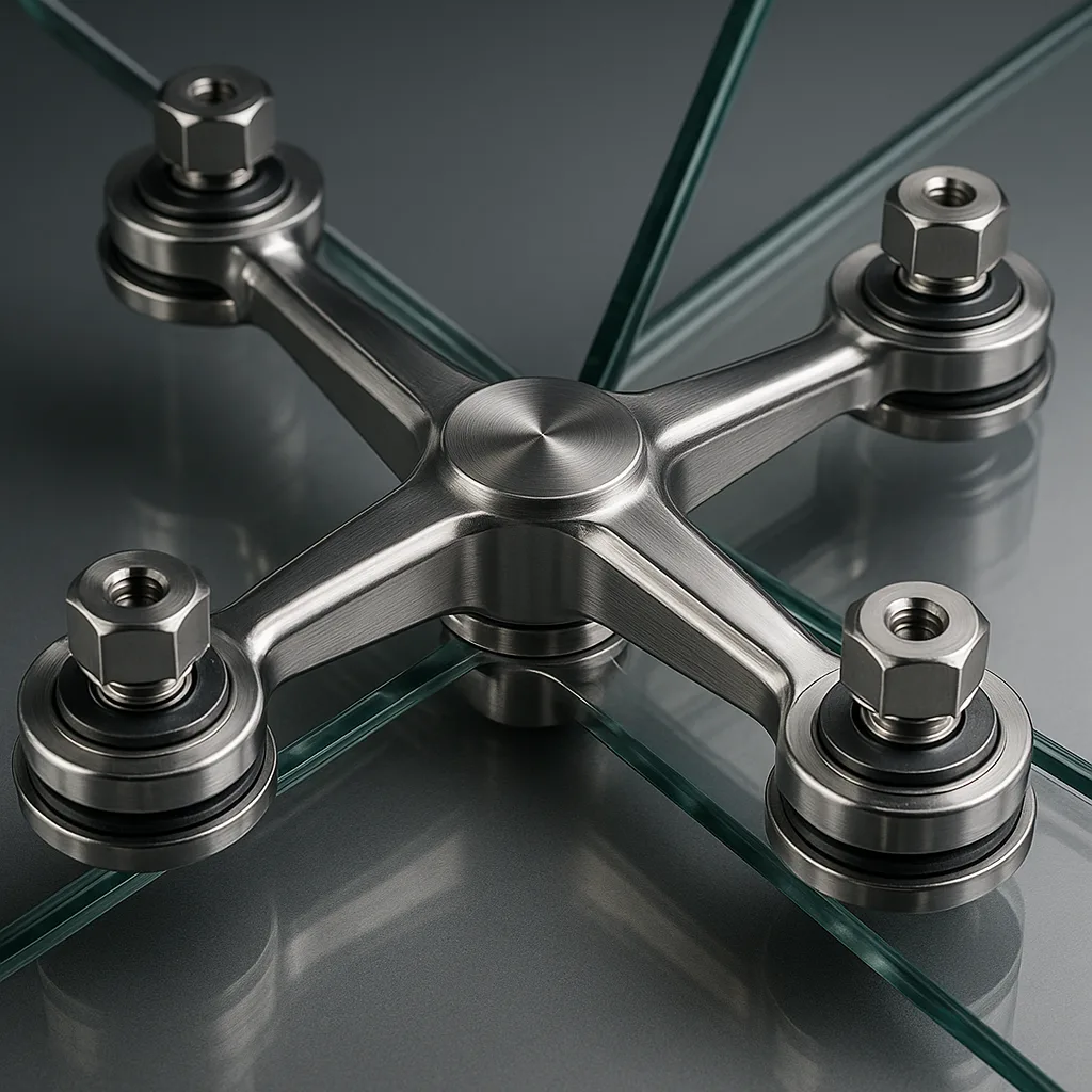 Стеклянное ограждение на точечных креплениях