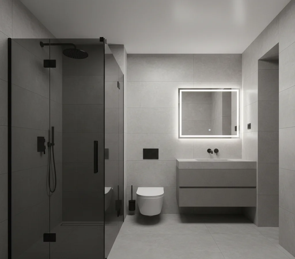 Комплексное остекление квартиры 120 м²: душевая, двери, зеркала