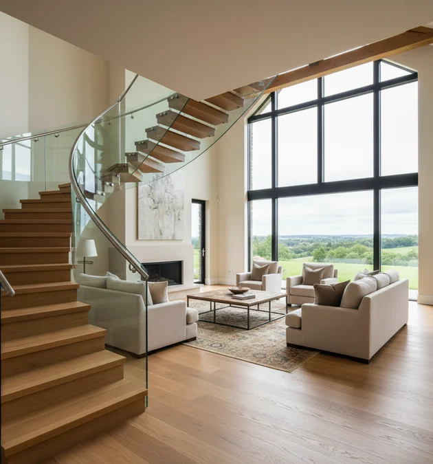 Душевые перегородки и ограждения лестниц из закалённого стекла