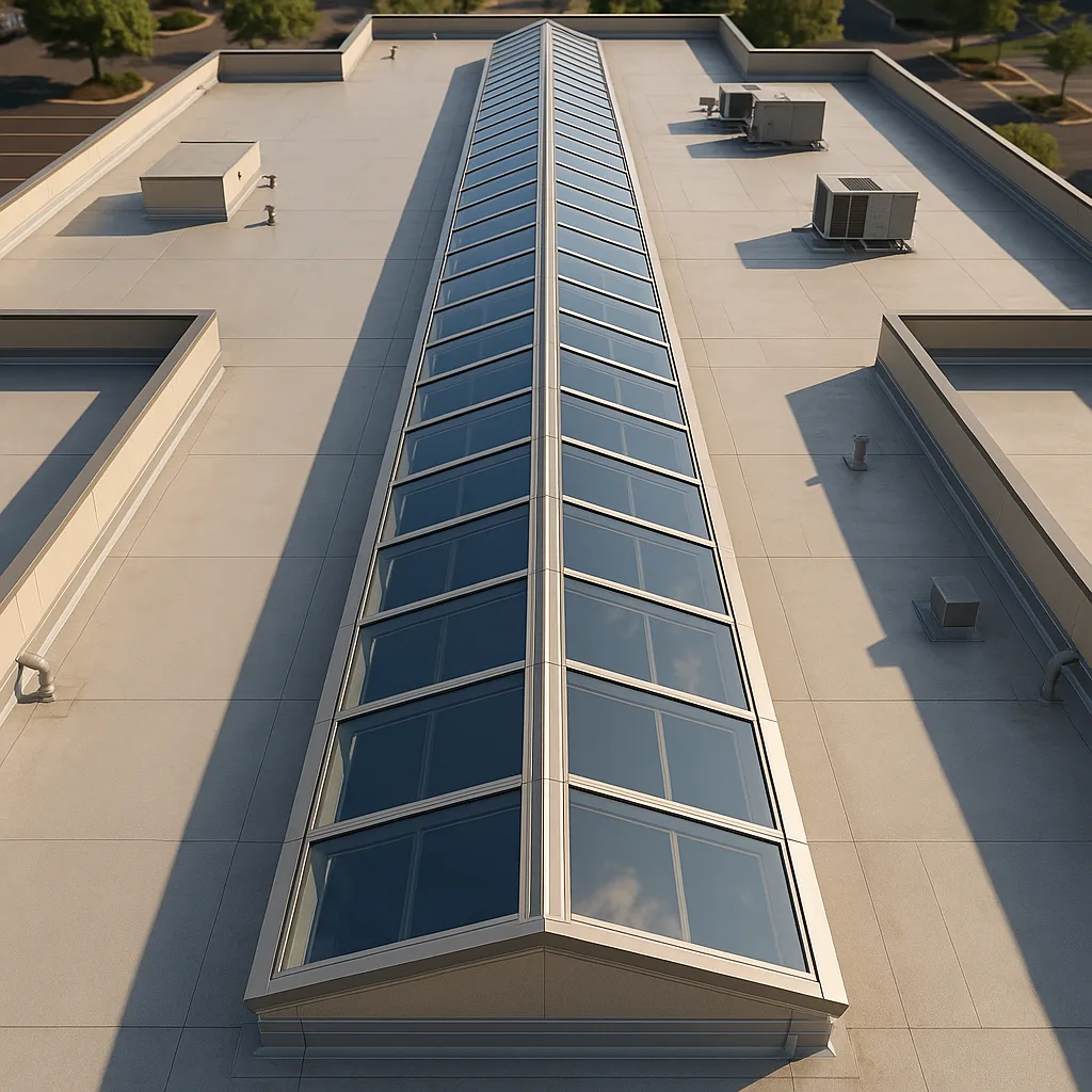 Ленточные зенитные фонари над торговой галереей 120 м