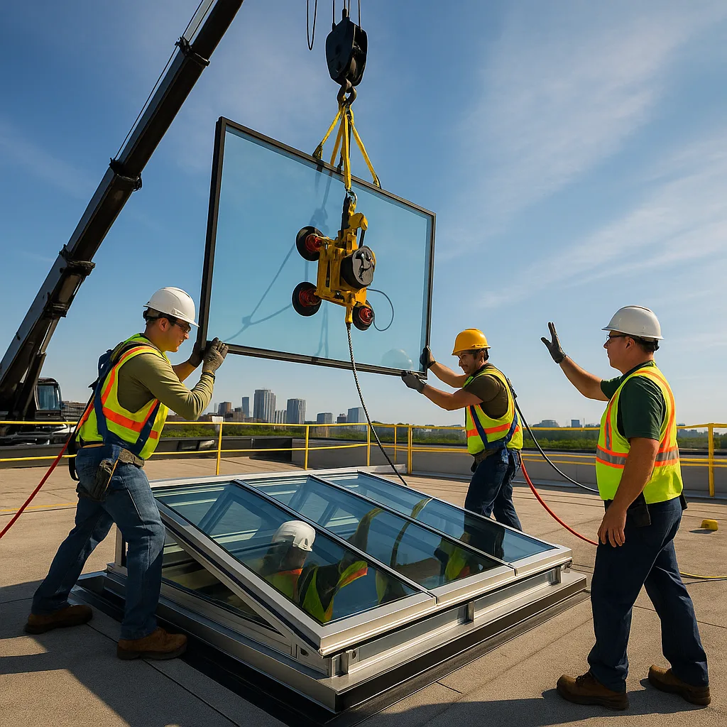 Монтаж зенитного фонаря