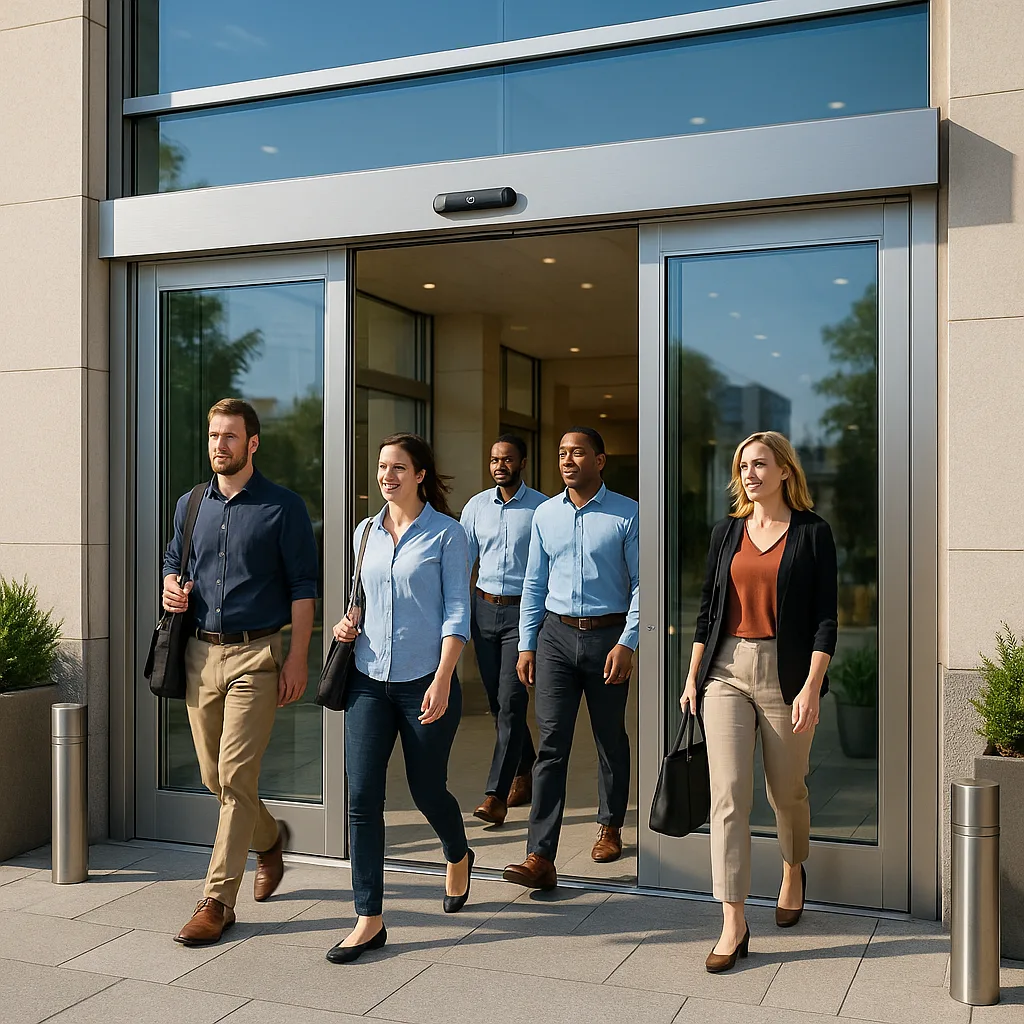 Автоматический раздвижной вход для потока людей