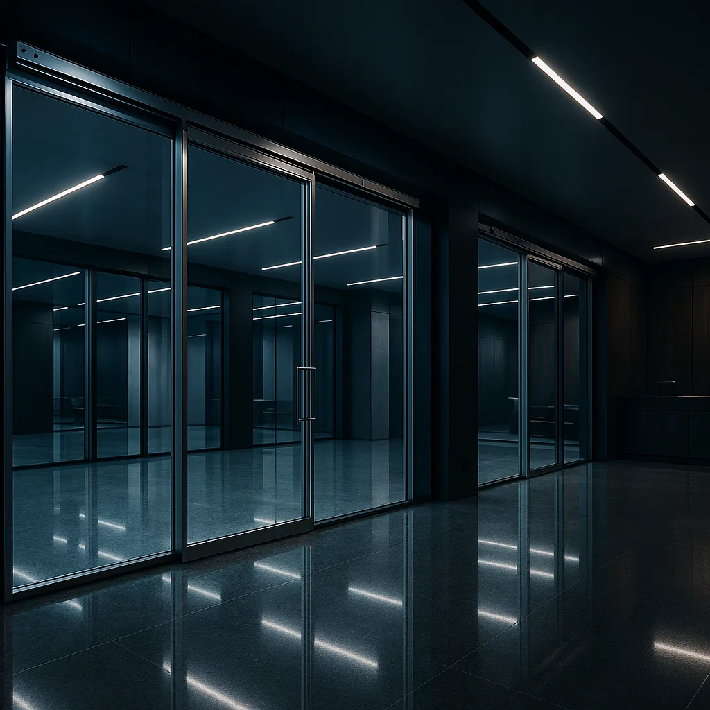 Раздвижная алюминиевая дверь в интерьере