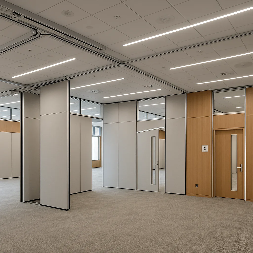 Подготовка конференц-пространства со складными панелями