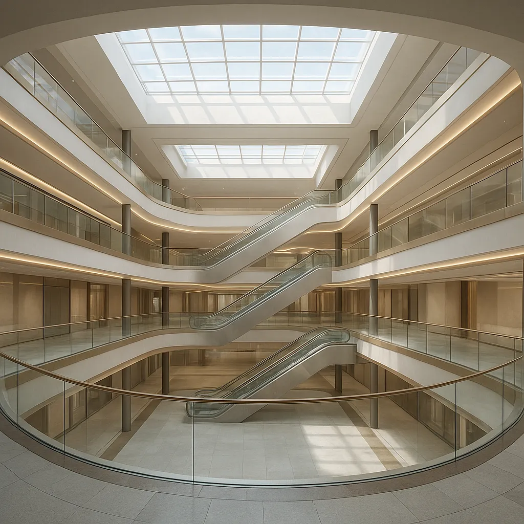 Ограждения атриума и лестниц на 2 этажах торгового центра