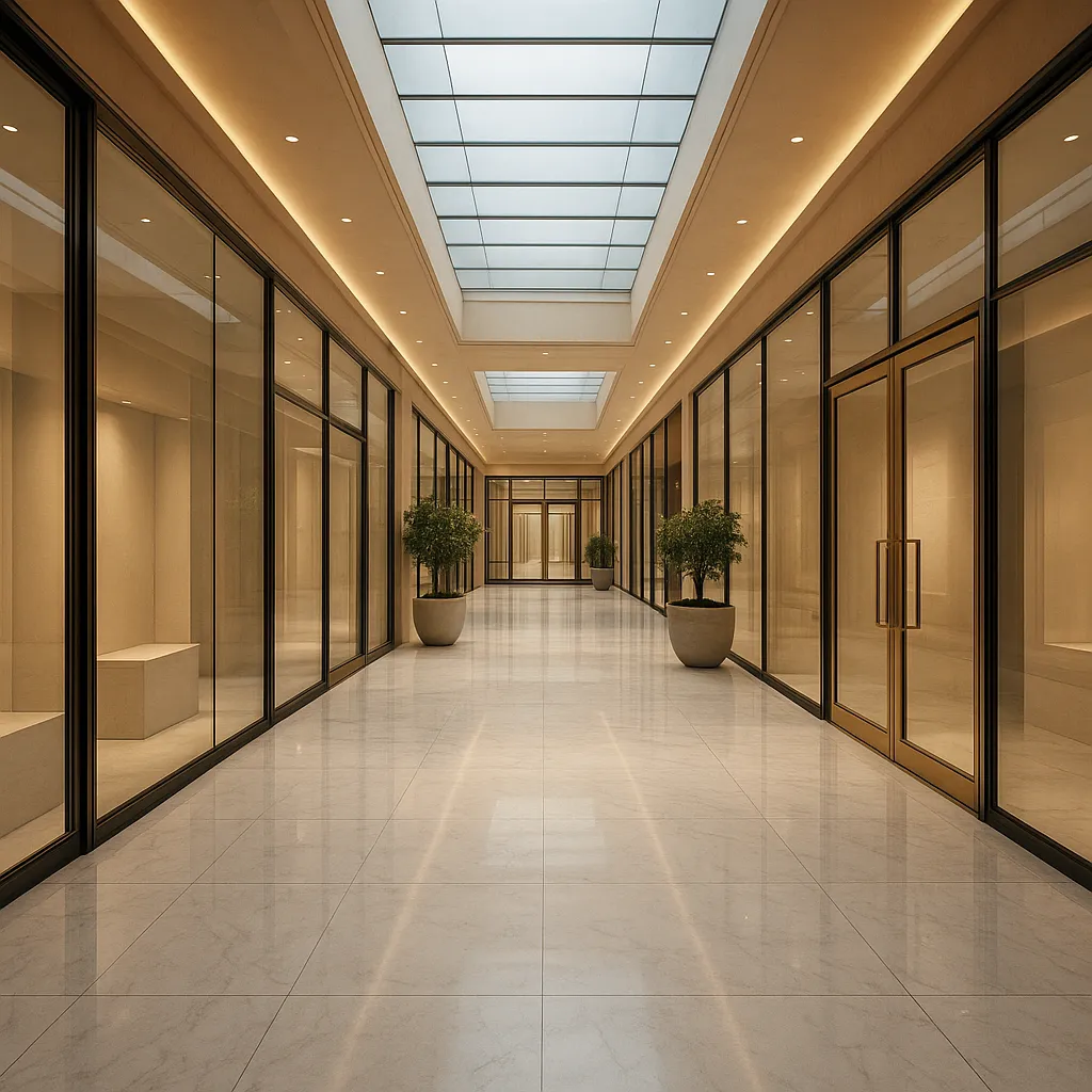 Витринное остекление и входная группа для торговой галереи на 8 арендаторов