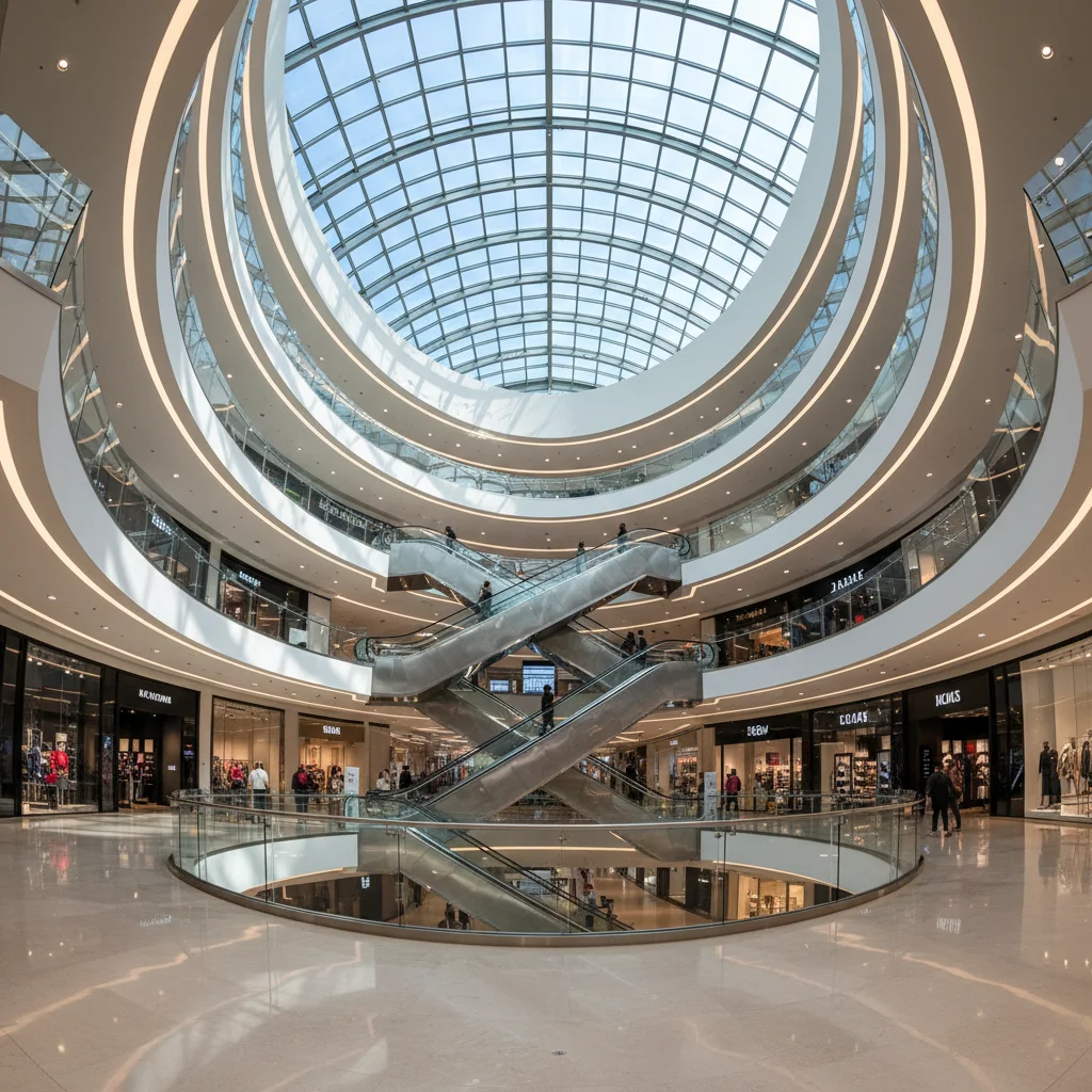 Атриум ТЦ — стеклянные ограждения этажей