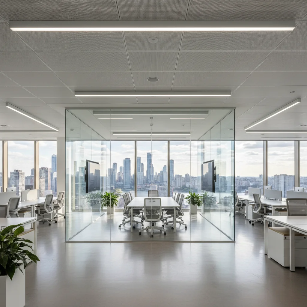 Офис класса А — стеклянные перегородки и потолки