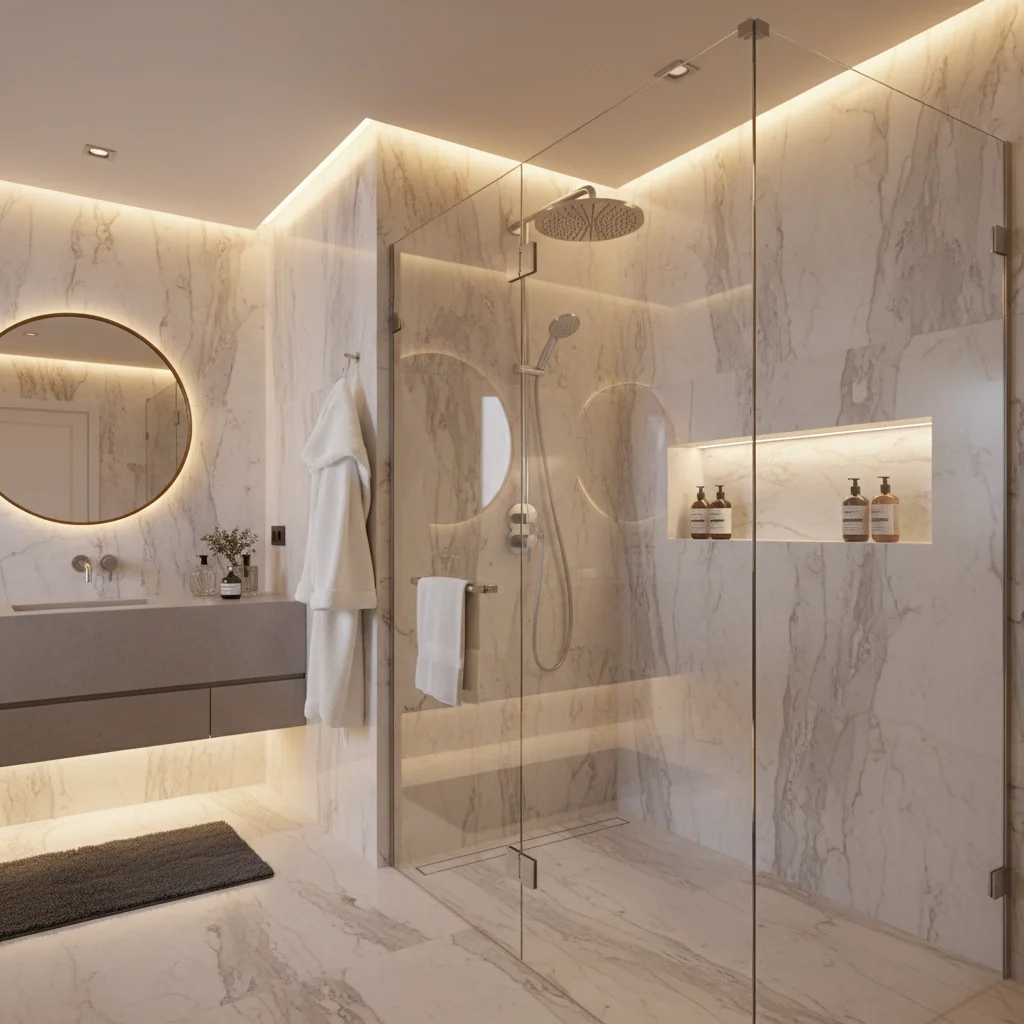 Квартира — душевая из закалённого стекла