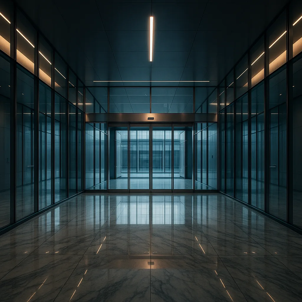 Стеклянный тамбур для бизнес-центра